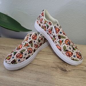 Disney Little Shop of Geeks Size 7 Orange Bird & Tiki Room Slip-on Tennis Shoes